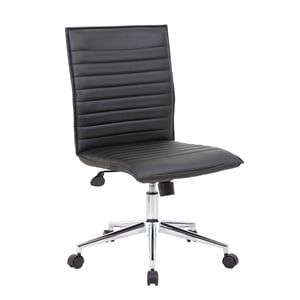 Scranton & Co Vinyl Armless Hospitality Chair with Chrome Base in Black