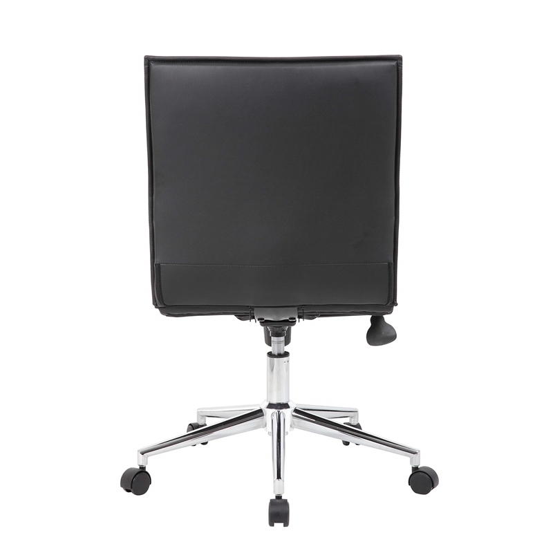 Scranton & Co Vinyl Armless Hospitality Chair with Chrome Base in Black