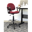 Scranton & Co Contoured Fabric Drafting Stool with Loop Arms in Burgundy