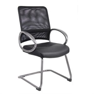 Scranton & Co Mesh Back LeatherPlus Guest Chair with Cantilever Base in Black