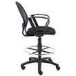 Scranton & Co Mesh Back Fabric Drafting Chair with Loop Arms & Footring in Black