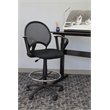 Scranton & Co Mesh Back Fabric Drafting Chair with Loop Arms & Footring in Black