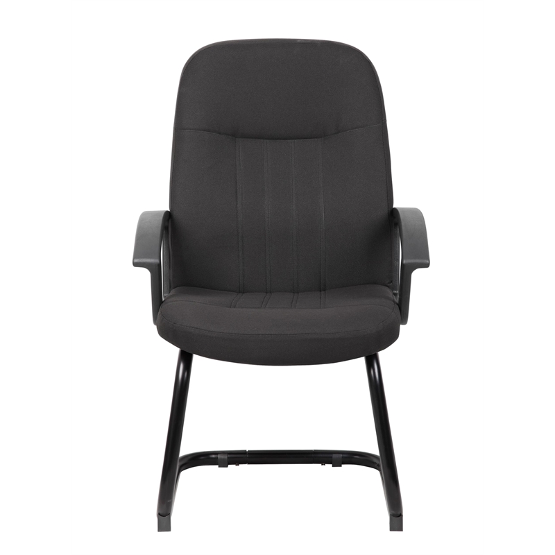 Scranton & Co Mid-Back Fabric Guest Chair with Lumbar Support in Black