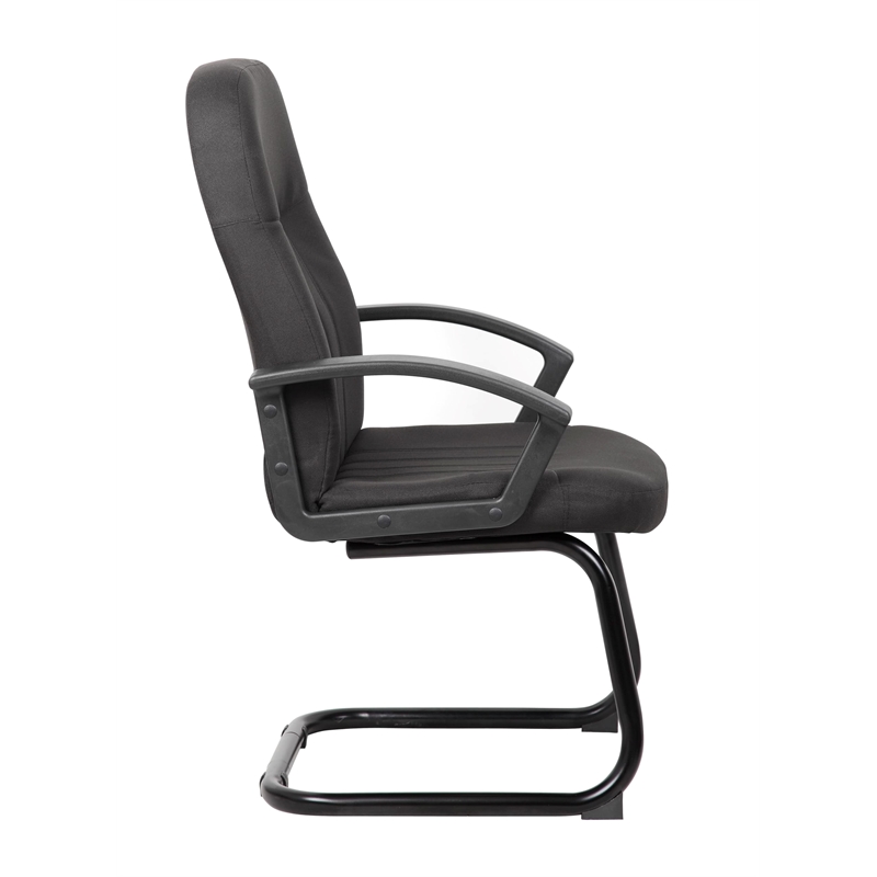 Scranton & Co Mid-Back Fabric Guest Chair with Lumbar Support in Black