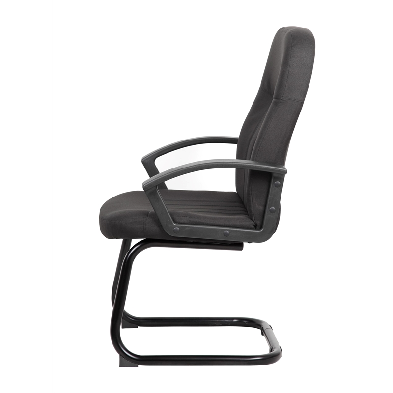 Scranton & Co Mid-Back Fabric Guest Chair with Lumbar Support in Black