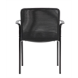Scranton & Co Stackable Mesh Back Vinyl Guest Chair with Arms in Black
