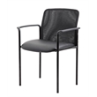 Scranton & Co Stackable Mesh Back Vinyl Guest Chair with Arms in Black