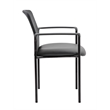 Scranton & Co Stackable Mesh Back Vinyl Guest Chair with Arms in Black
