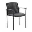 Scranton & Co Stackable Mesh Back Vinyl Guest Chair with Arms in Black