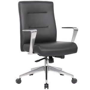 Scranton & Co Vinyl Conference Chair with Aluminum Base & Synchro-Tilt in Black