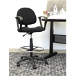 Scranton & Co Contoured Fabric Drafting Stool with Loop Arms in Black
