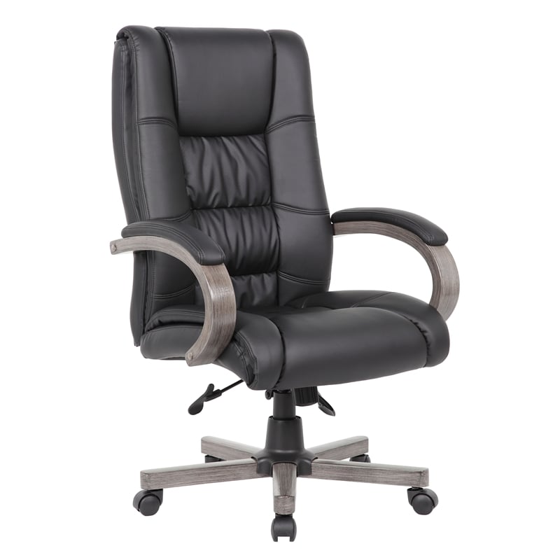 Scranton & Co High Back Executive Chair in Black Upholstery/Grey Wood