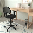 Scranton & Co Mesh Back Fabric Drafting Chair with Adjustable Arms in Black