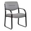 Scranton & Co LeatherPlus Sled Base Guest Chair with Lumbar Support in Gray