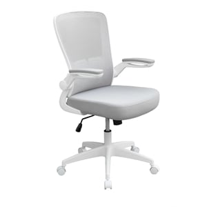Scranton & Co Ergonomic Mesh Task Chair with Flip-Up Arms in Grey/White