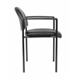 Scranton & Co Vinyl Stackable Guest Chair with Waterfall Seat in Black