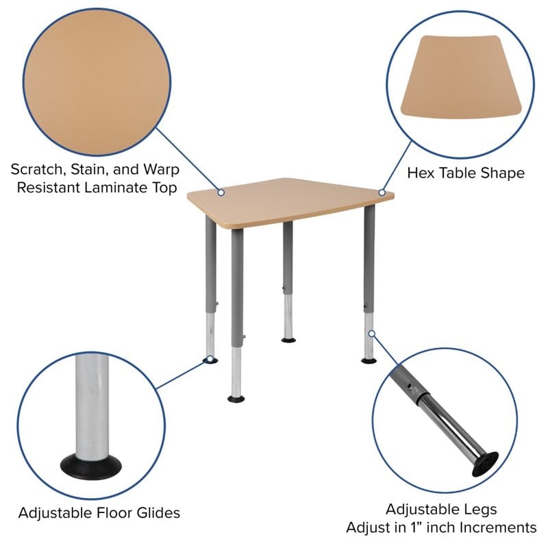 Scranton & Co Hexagonal Collaborative Student Desk in Natural Finish
