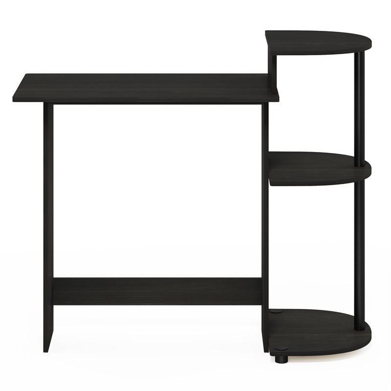 Scranton & Co Compact Computer Desk with Shelves in Black and Gray