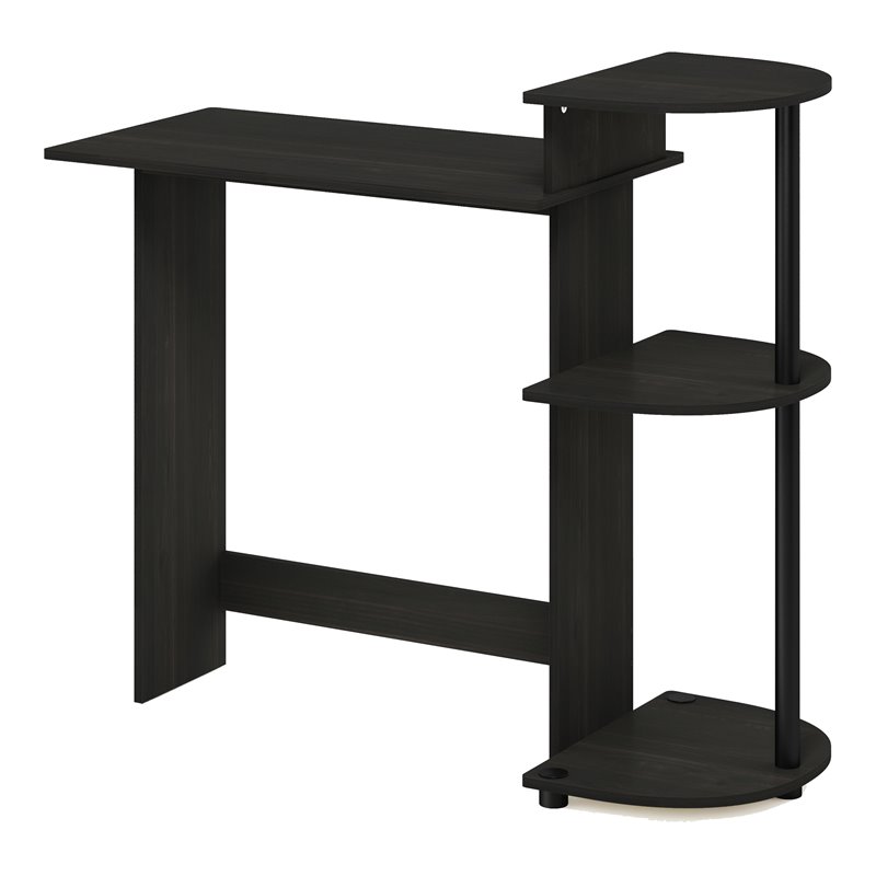 Scranton & Co Compact Computer Desk with Shelves in Black and Gray