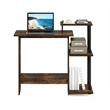Scranton & Co Compact Computer Desk with Side Shelves in Amber Pine/Black