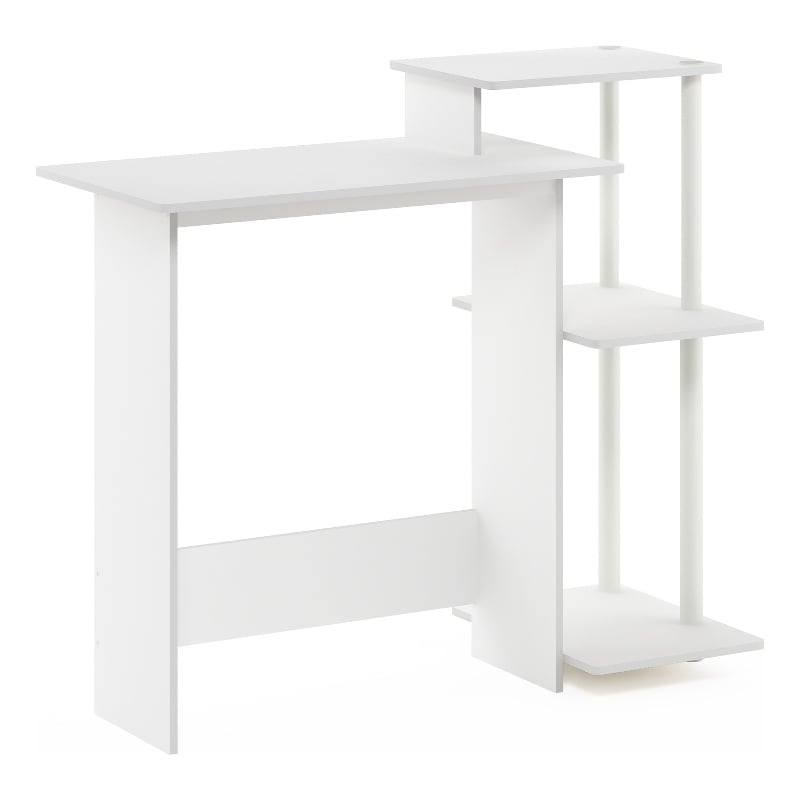 Scranton & Co Compact Computer Desk with Storage Area in White/White