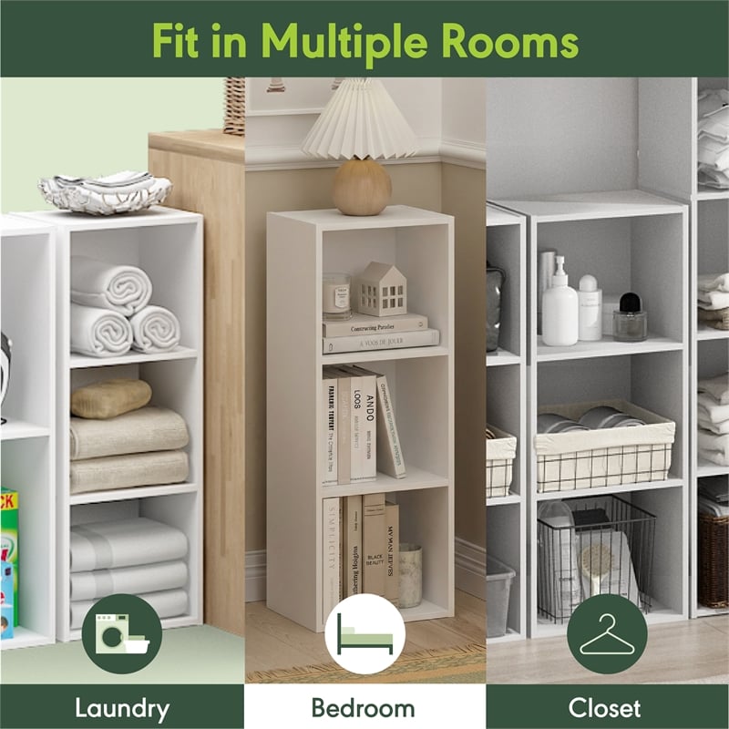 Scranton & Co 3-Cube Engineered Wood Bookcase Closed Back in White