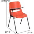 Scranton & Co Plastic Classroom Chair with Right Arm Tablet in Orange