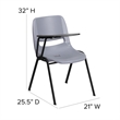 Scranton & Co Plastic Classroom Chair with Right Arm Tablet in Gray
