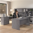 Scranton & Co U or L Shaped Desk with Storage in Bark Gray & PVC