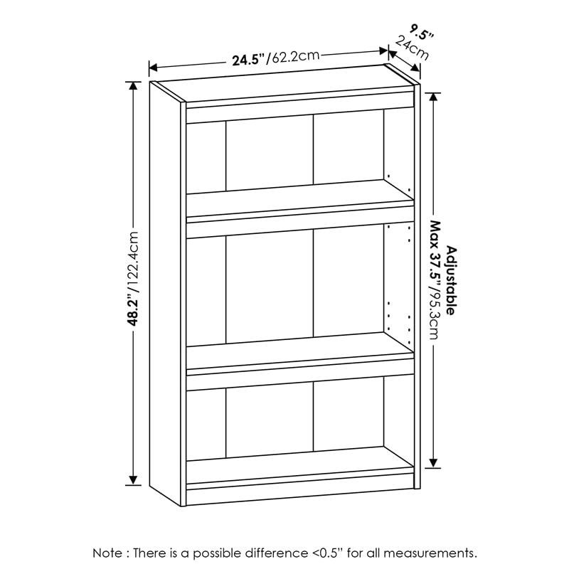 Scranton & Co 3-Tier Adjustable Bookcase in White Engineered Wood
