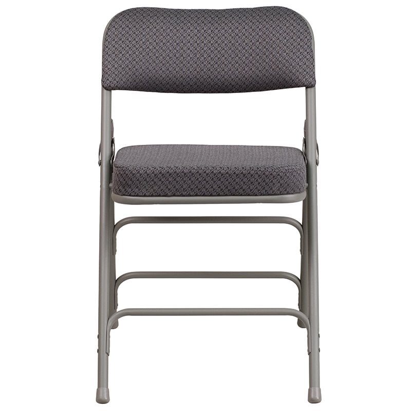 Scranton & Co Double Hinged Metal Folding Chair in Gray (Set of 2)