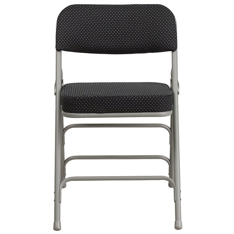 Scranton & Co Pin-Dot Fabric Metal Folding Chair in Black (Set of 2)