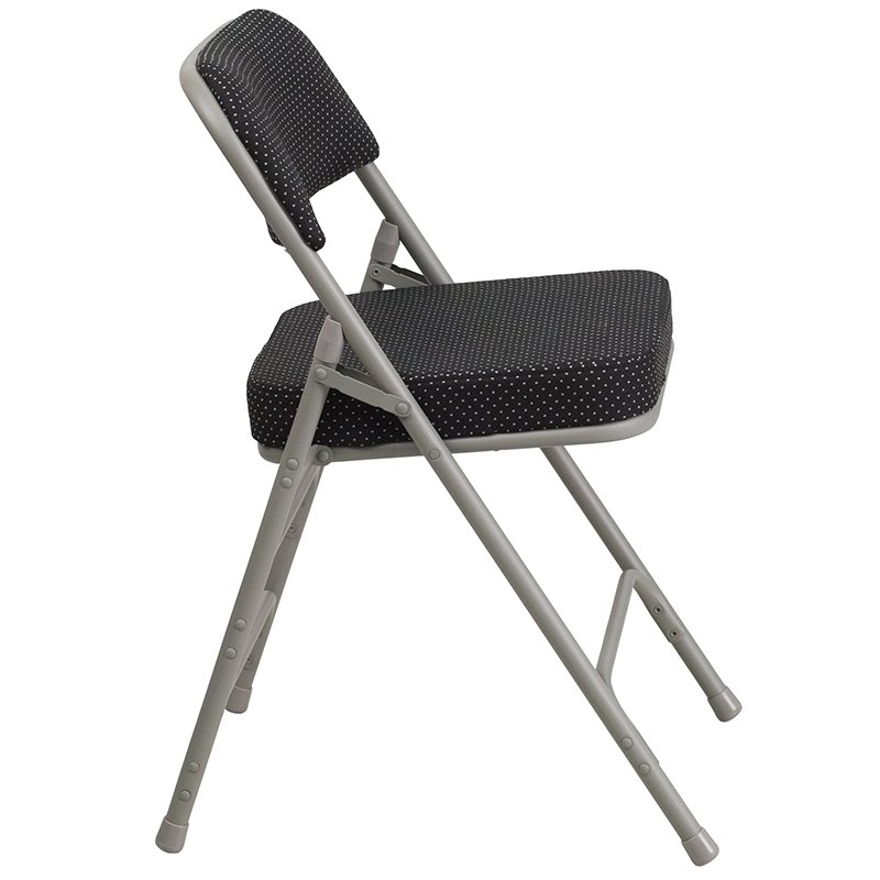 Scranton & Co Pin-Dot Fabric Metal Folding Chair in Black (Set of 2)