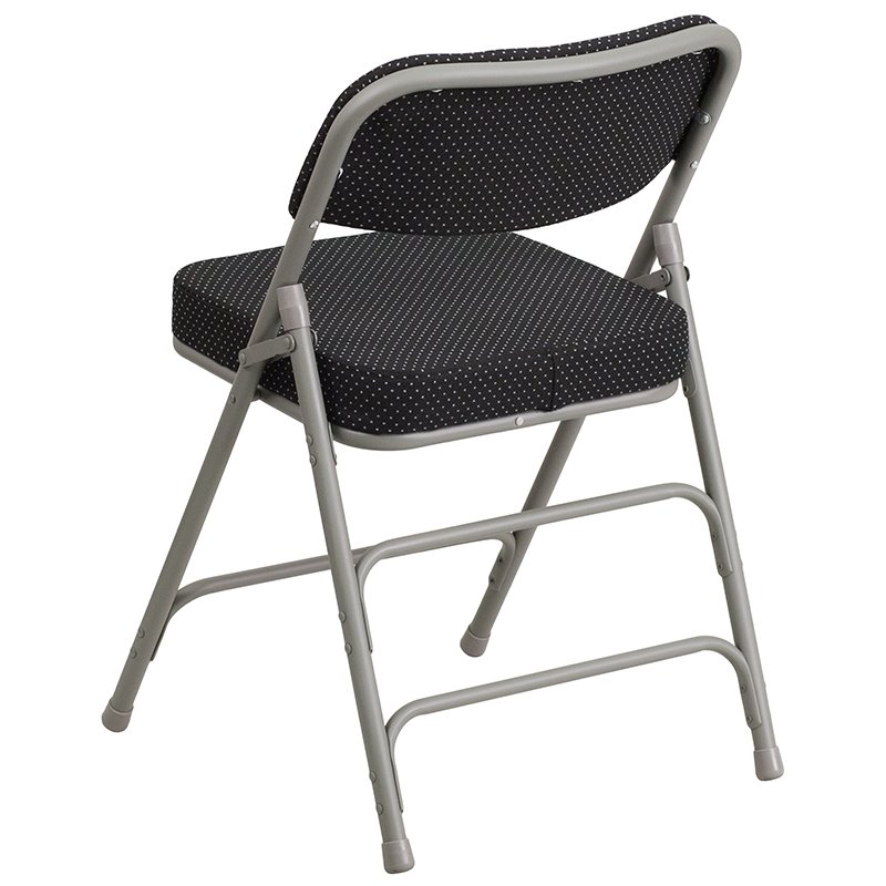 Scranton & Co Pin-Dot Fabric Metal Folding Chair in Black (Set of 2)