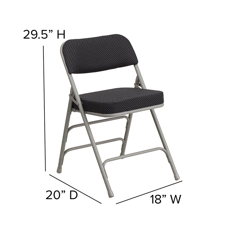 Scranton & Co Pin-Dot Fabric Metal Folding Chair in Black (Set of 2)