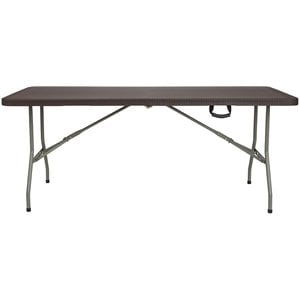 Scranton & Co 71&quot x 29&quot Plastic Bi-Fold Table in Brown with Rattan Border