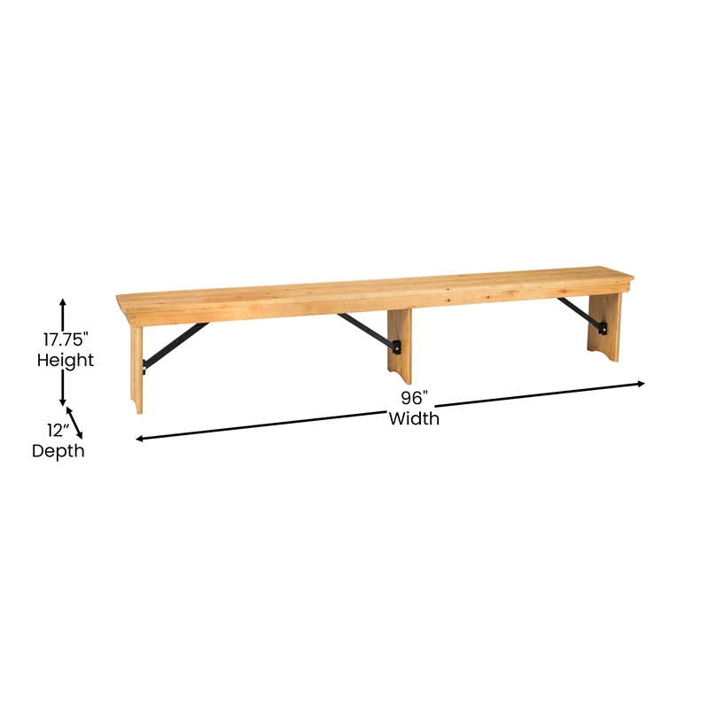 Scranton & Co Solid Pine Folding Farm Bench in Light Natural Finish