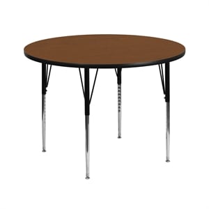 Scranton & Co 42&quot Round Activity Table with Chrome Steel Legs in Oak
