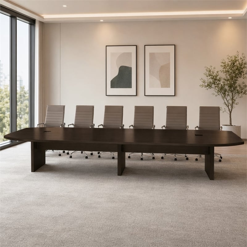 Scranton & Co 18 Ft Boat-Shaped Conference Table in Mocha Laminate