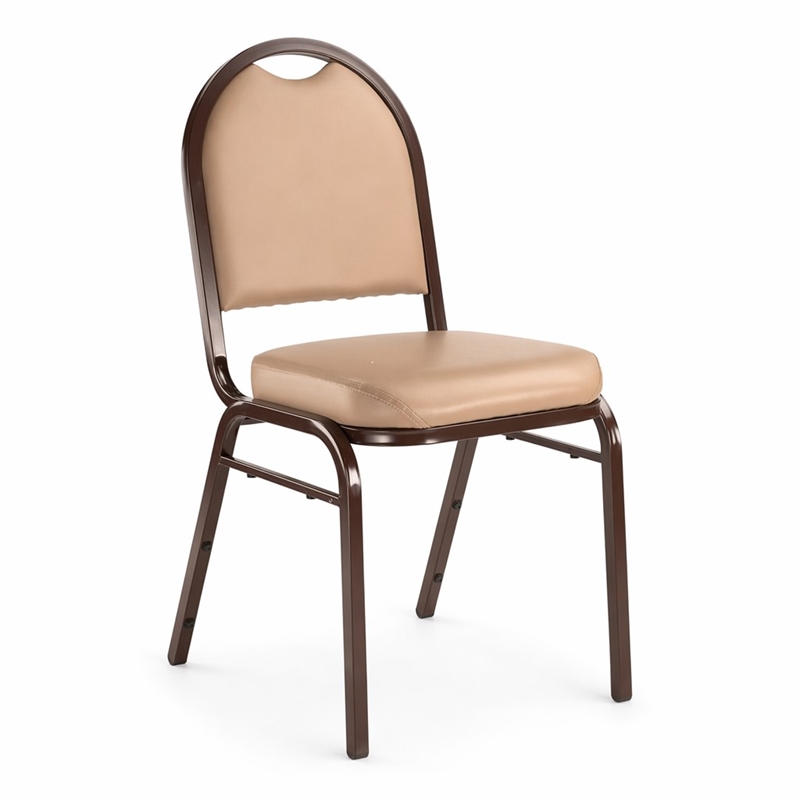 Scranton & Co Dome Back Stack Chair Vinyl Upholstery in French Beige