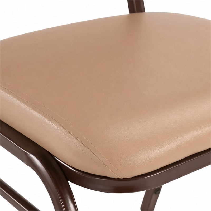 Scranton & Co Dome Back Stack Chair Vinyl Upholstery in French Beige