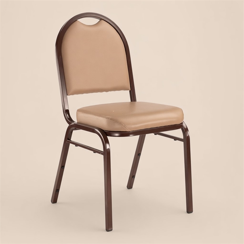Scranton & Co Dome Back Stack Chair Vinyl Upholstery in French Beige