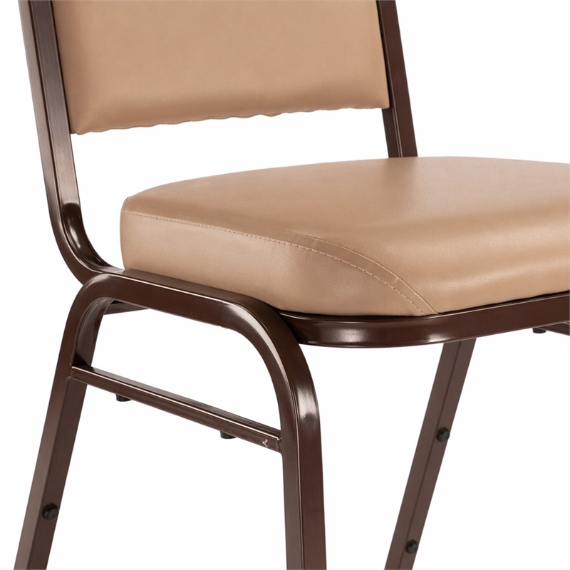 Scranton & Co Dome Back Stack Chair Vinyl Upholstery in French Beige