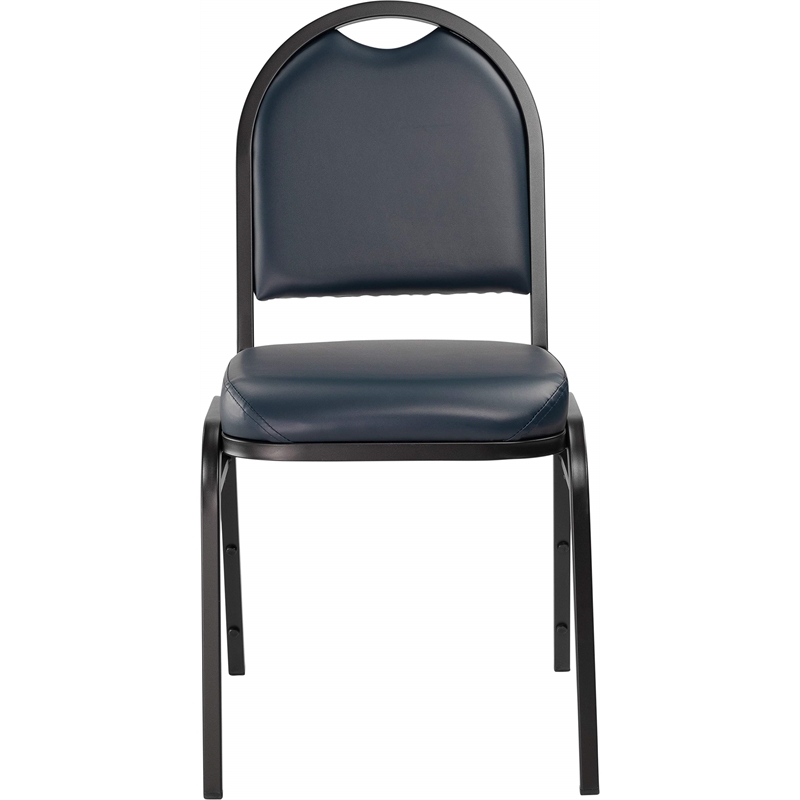 Scranton & Co Dome Back Stack Chair Vinyl Upholstery in Midnight Blue