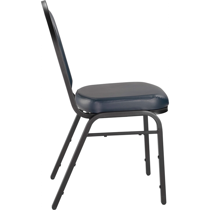 Scranton & Co Dome Back Stack Chair Vinyl Upholstery in Midnight Blue