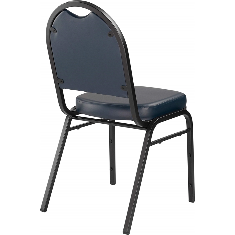 Scranton & Co Dome Back Stack Chair Vinyl Upholstery in Midnight Blue