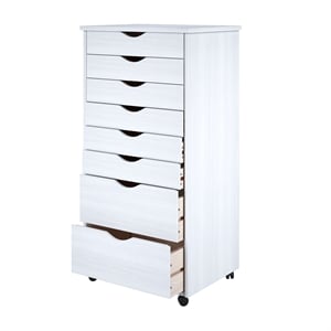 Scranton & Co Solid Wood 6+2 Drawer Wide Roll Cart in White