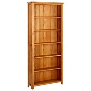 Scranton & Co Solid Oak Wood 6-Shelf Bookcase in Rustic Brown