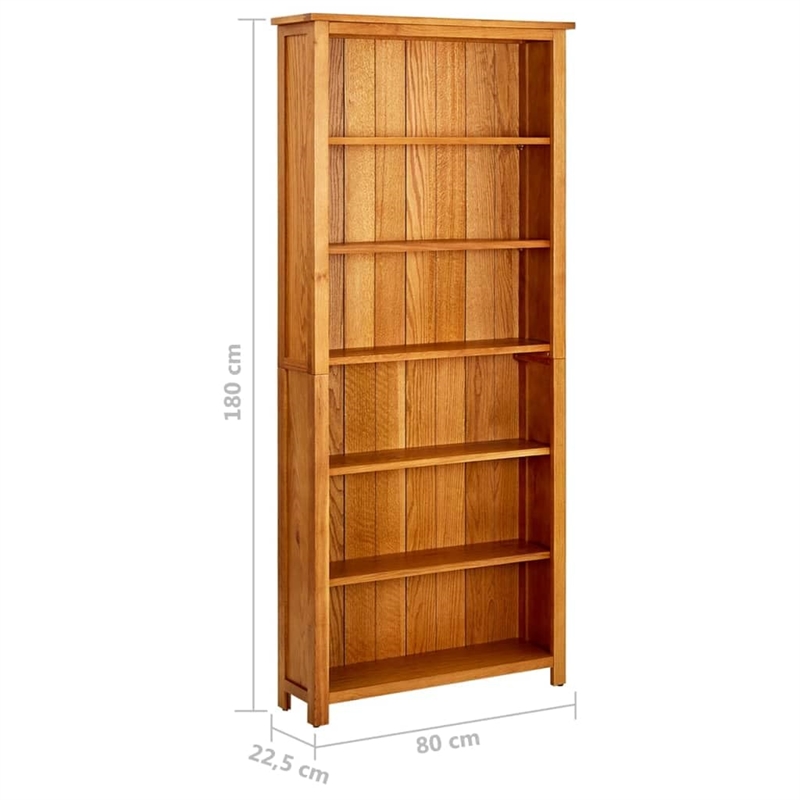 Scranton & Co Solid Oak Wood 6-Shelf Bookcase in Rustic Brown