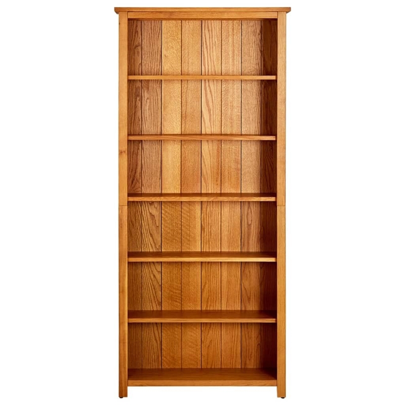 Scranton & Co Solid Oak Wood 6-Shelf Bookcase in Rustic Brown